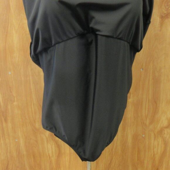 SWIMSUITS FOR ALL Macrame High Neck Swimdress Size 22 Black White Geometric NWT - Picture 10 of 14